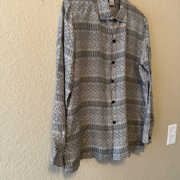 Vintage Stunt Women's Silk Button Up Blouse Geometric Print Size S - Picture 3 of 9